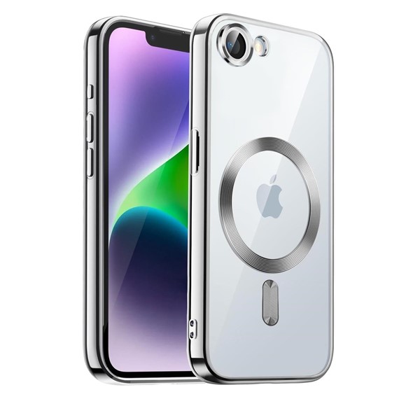 Microsonic Apple iPhone 17e Kılıf MagSafe Luxury Electroplate Gümüş 1
