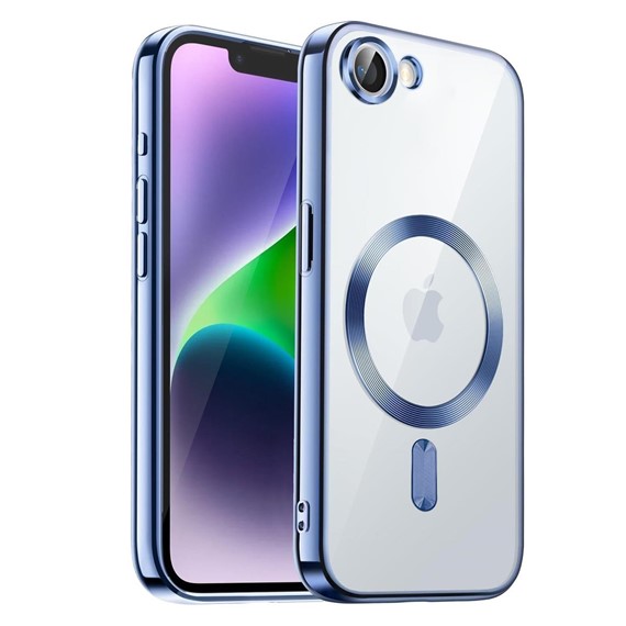 Microsonic Apple iPhone 17e Kılıf MagSafe Luxury Electroplate Mavi 1
