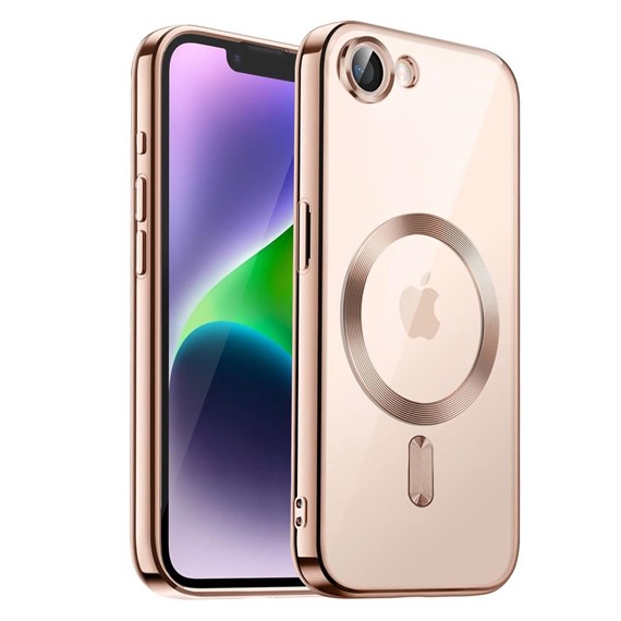 Microsonic Apple iPhone 17e Kılıf MagSafe Luxury Electroplate Rose Gold 1
