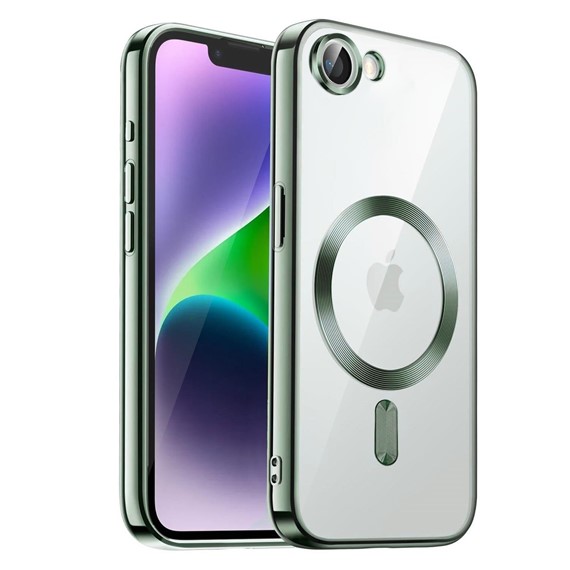 Microsonic Apple iPhone 17e Kılıf MagSafe Luxury Electroplate Yeşil 1