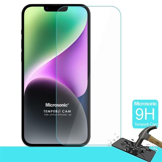 Microsonic Apple iPhone 16e Tempered Glass Cam Ekran Koruyucu 1