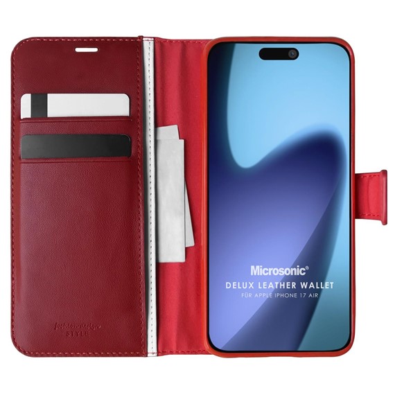 Microsonic Apple iPhone 17 Air Kılıf Delux Leather Wallet Kırmızı 1