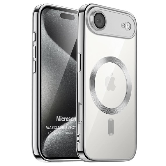 Microsonic Apple iPhone 17 Air Kılıf MagSafe Luxury Electroplate Gümüş 1