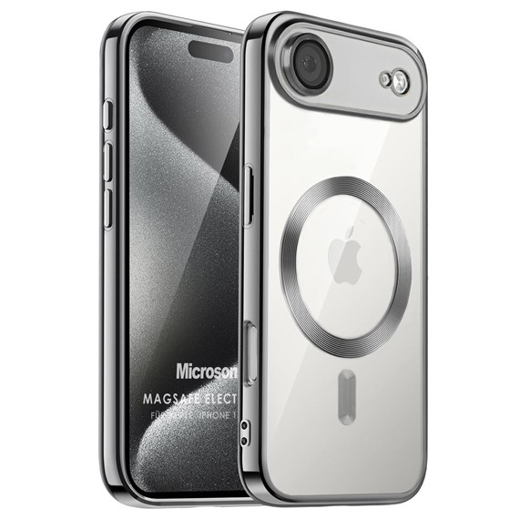Microsonic Apple iPhone 17 Air Kılıf MagSafe Luxury Electroplate Koyu Gri 1