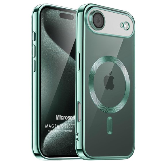 Microsonic Apple iPhone 17 Air Kılıf MagSafe Luxury Electroplate Yeşil 1