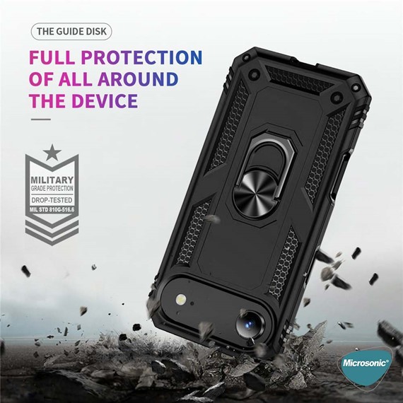 Microsonic Apple iPhone 17 Air Kılıf Military Ring Holder Lacivert 3