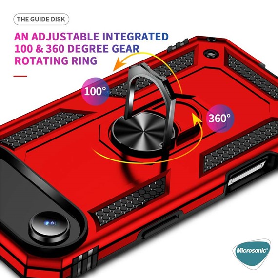 Microsonic Apple iPhone 17 Air Kılıf Military Ring Holder Lacivert 5