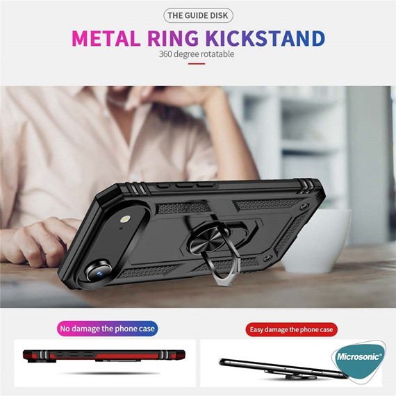 Microsonic Apple iPhone 17 Air Kılıf Military Ring Holder Lacivert 4