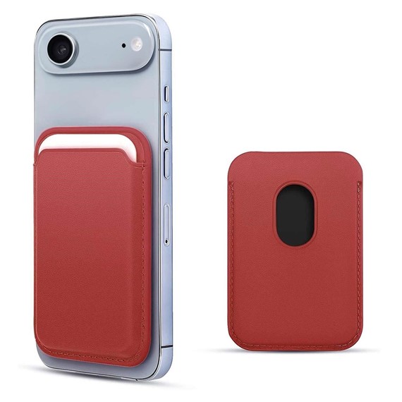 Microsonic Apple iPhone 17 Air Leather Wallet MagSafe Kırmızı 1