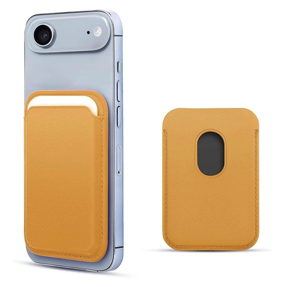 Microsonic Apple iPhone 17 Air Leather Wallet MagSafe Sarı 1