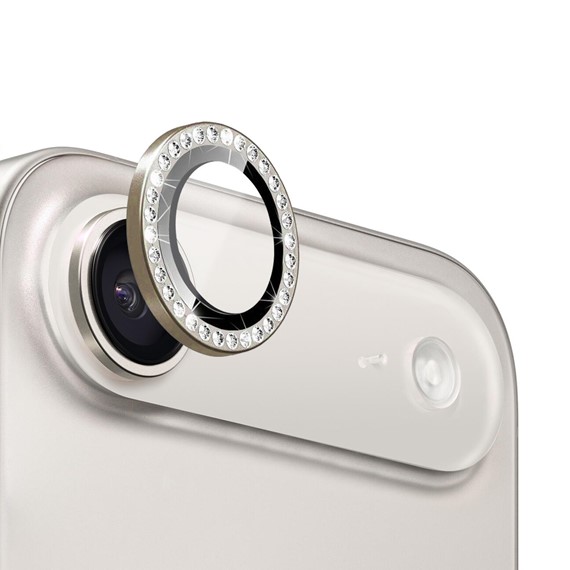 Microsonic Apple iPhone 17 Air Tekli Diamond Taşlı Kamera Koruma Camı Gold 1