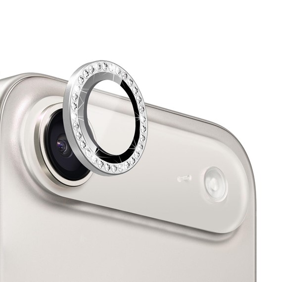 Microsonic Apple iPhone 17 Air Tekli Diamond Taşlı Kamera Koruma Camı Gümüş 1