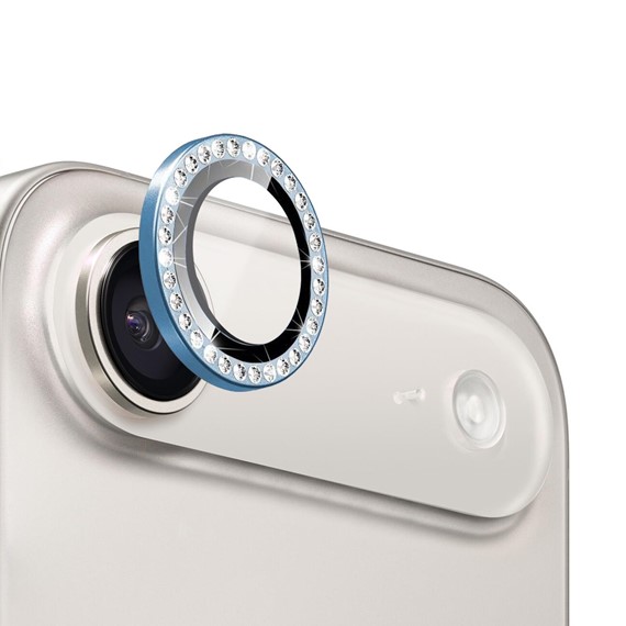 Microsonic Apple iPhone 17 Air Tekli Diamond Taşlı Kamera Koruma Camı Mavi 1