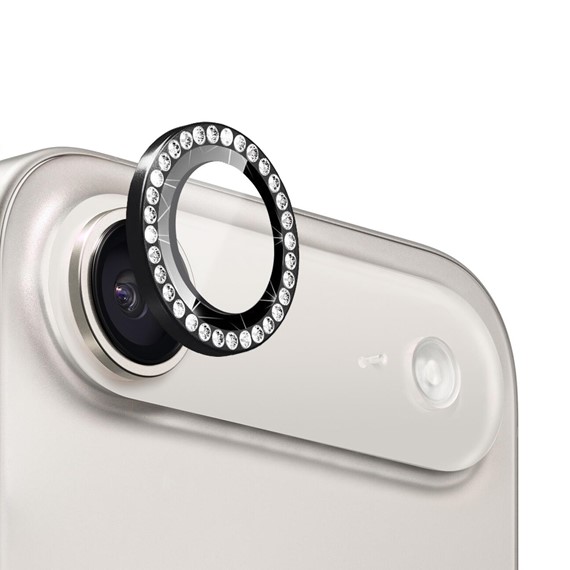 Microsonic Apple iPhone 17 Air Tekli Diamond Taşlı Kamera Koruma Camı Siyah 1