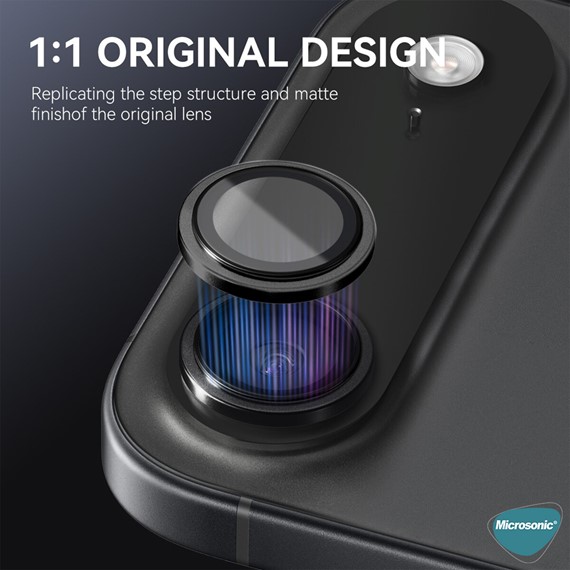 Microsonic Apple iPhone 17 Air Tekli Kamera Lens Koruma Camı Siyah 2
