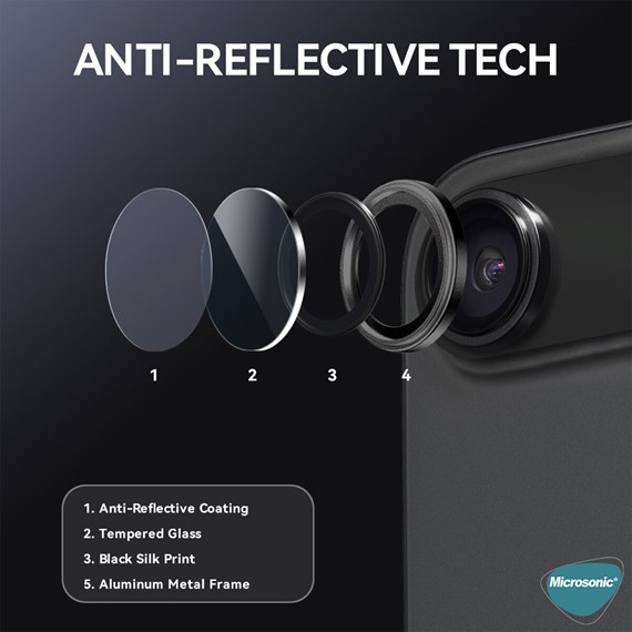 Microsonic Apple iPhone 17 Air Tekli Kamera Lens Koruma Camı Siyah 3