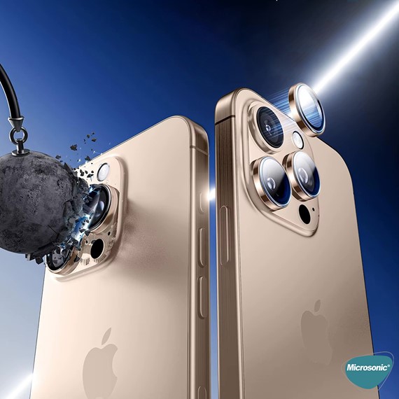 Microsonic Apple iPhone 17 Pro Max Tekli Kamera Lens Koruma Camı Turuncu 6