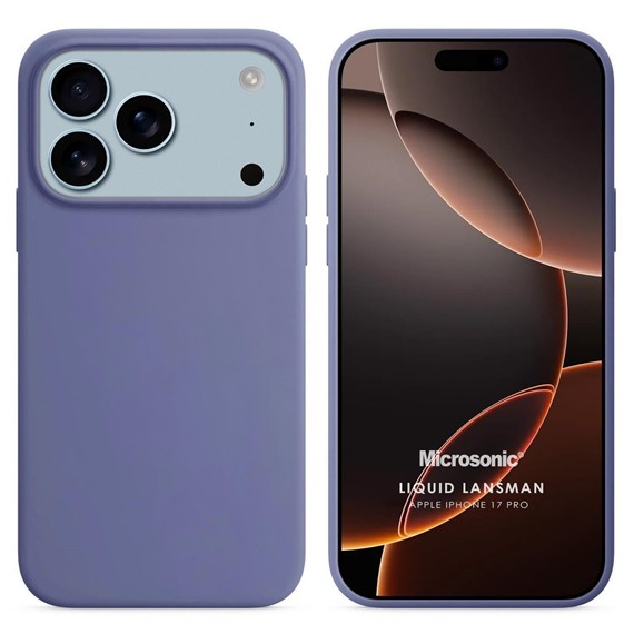 Microsonic Apple iPhone 17 Pro Kılıf Liquid Lansman Silikon Lavanta Grisi 1