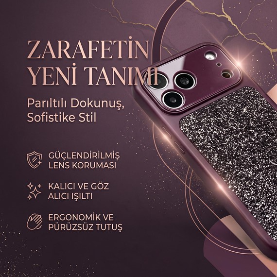 Microsonic Apple iPhone 17 Pro Kılıf Ruby Sparkle Turuncu 2