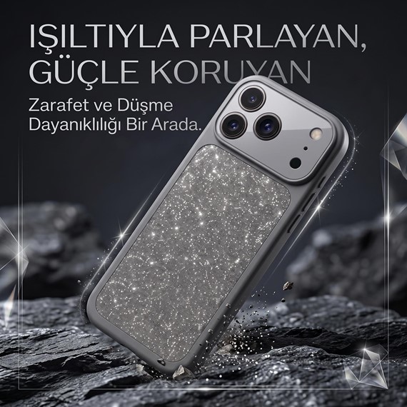 Microsonic Apple iPhone 17 Pro Kılıf Ruby Sparkle Turuncu 4