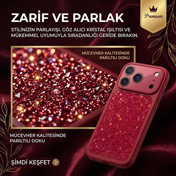 Microsonic Apple iPhone 17 Pro Kılıf Ruby Sparkle Turuncu 5