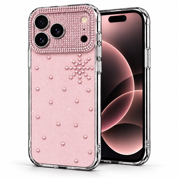 Microsonic Apple iPhone 17 Pro Kılıf ShineGlam Luxe Rose 1