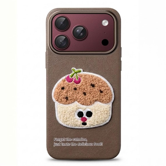 Microsonic Apple iPhone 18 Pro Kılıf Stitched Puppy Plush Cherry Cake 1