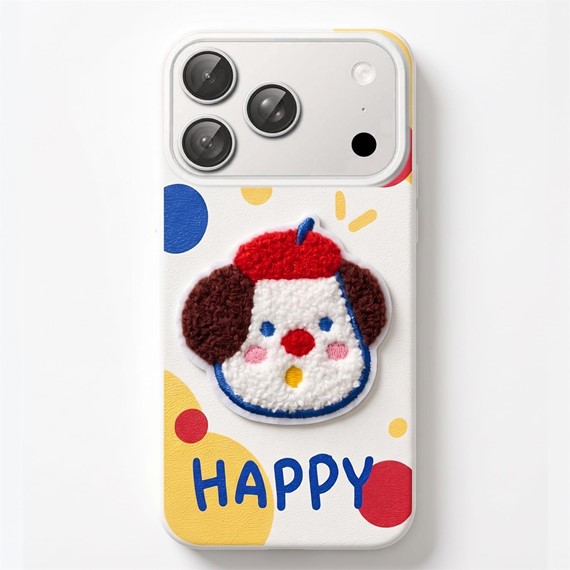 Microsonic Apple iPhone 17 Pro Kılıf Stitched Puppy Plush Mutlu Köpek 1