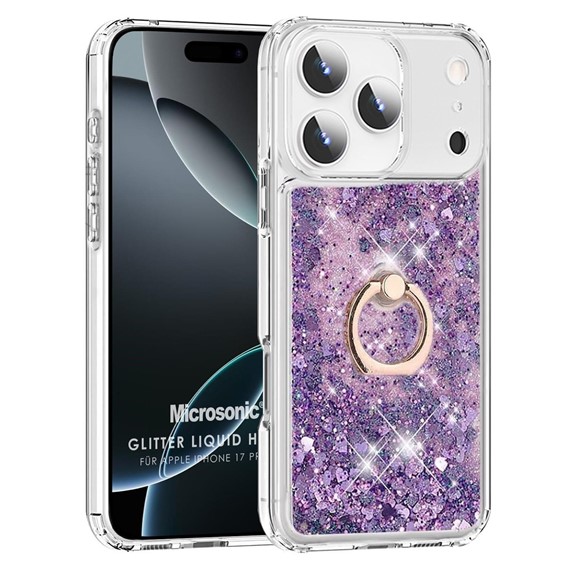 Microsonic Apple iPhone 17 Pro Max Kılıf Glitter Liquid Holder Mor 1