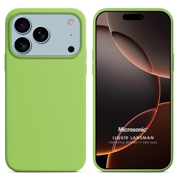 Microsonic Apple iPhone 17 Pro Max Kılıf Liquid Lansman Silikon Açık Yeşil 1