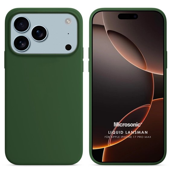 Microsonic Apple iPhone 17 Pro Max Kılıf Liquid Lansman Silikon Koyu Yeşil 1