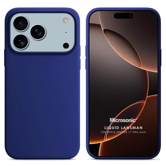Microsonic Apple iPhone 17 Pro Max Kılıf Liquid Lansman Silikon Lacivert 1