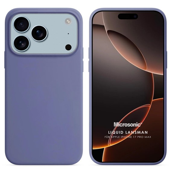Microsonic Apple iPhone 17 Pro Max Kılıf Liquid Lansman Silikon Lavanta Grisi 1