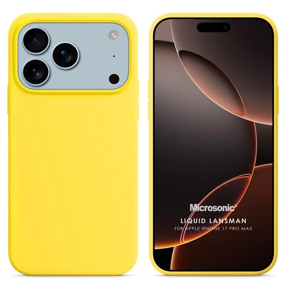 Microsonic Apple iPhone 17 Pro Max Kılıf Liquid Lansman Silikon Sarı 1