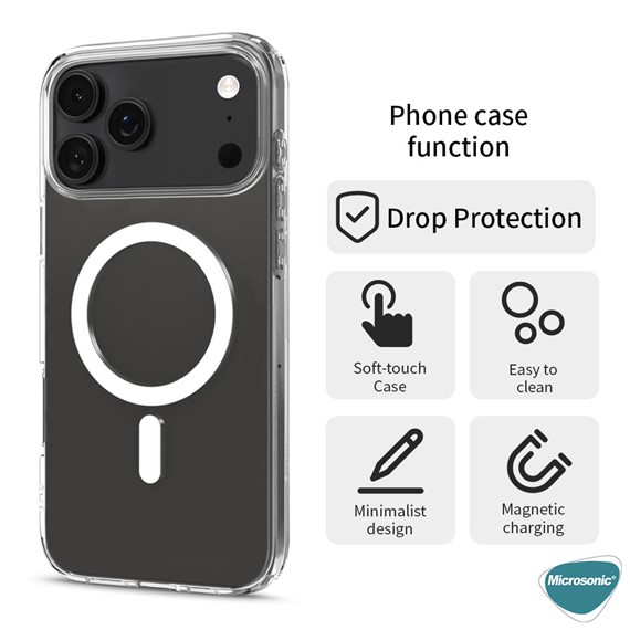 Microsonic Apple iPhone 17 Pro Kılıf MagSafe Clear Soft Şeffaf 3
