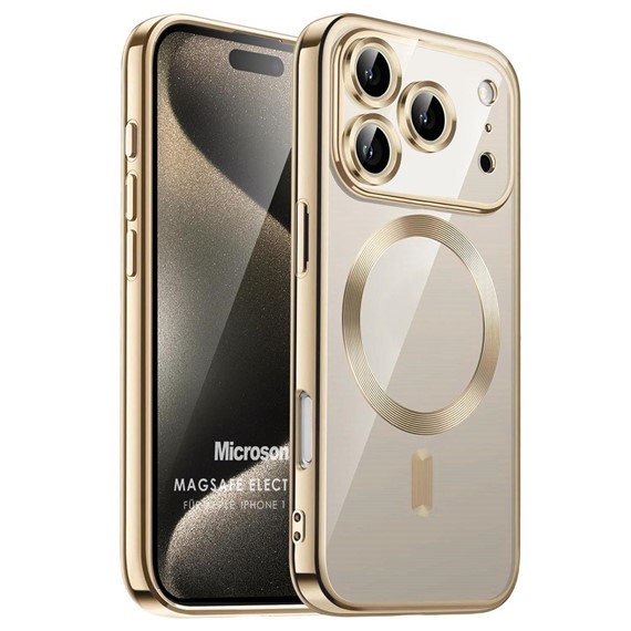Microsonic Apple iPhone 17 Pro Max Kılıf MagSafe Luxury Electroplate Gold 1