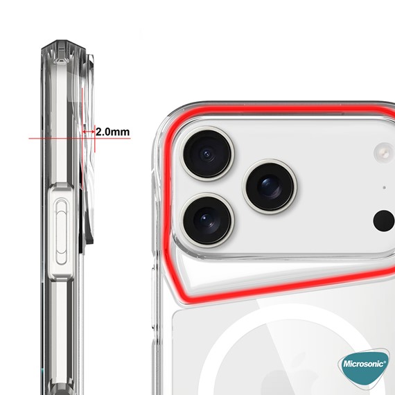 Microsonic Apple iPhone 17 Pro Max Kılıf MagSafe Trex Bumper Şeffaf 5