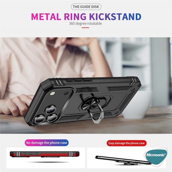 Microsonic Apple iPhone 17 Pro Max Kılıf Military Ring Holder Siyah 2