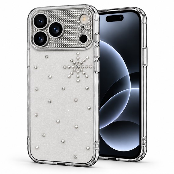 Microsonic Apple iPhone 17 Pro Max Kılıf ShineGlam Luxe Gri 1