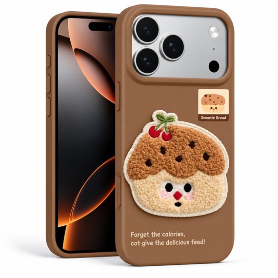 Microsonic Apple iPhone 17 Pro Max Kılıf Stitched Puppy Plush Cherry Cake 1