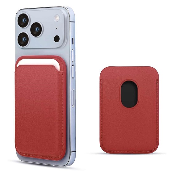 Microsonic Apple iPhone 17 Pro Leather Wallet MagSafe Kırmızı 1