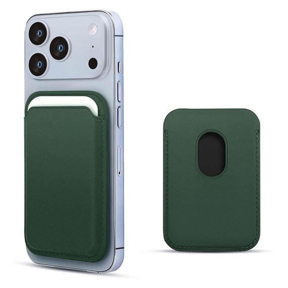Microsonic Apple iPhone 17 Pro Max Leather Wallet MagSafe Koyu Yeşil 1