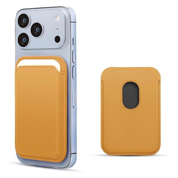 Microsonic Apple iPhone 17 Pro Max Leather Wallet MagSafe Sarı 1