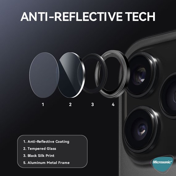 Microsonic Apple iPhone 17 Pro Max Tekli Kamera Lens Koruma Camı Turuncu 4