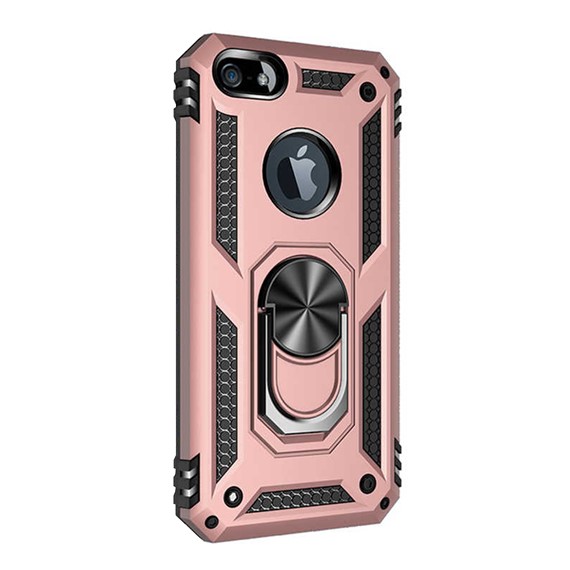 Microsonic Apple iPhone 5 5S Kılıf Military Ring Holder Rose Gold 2