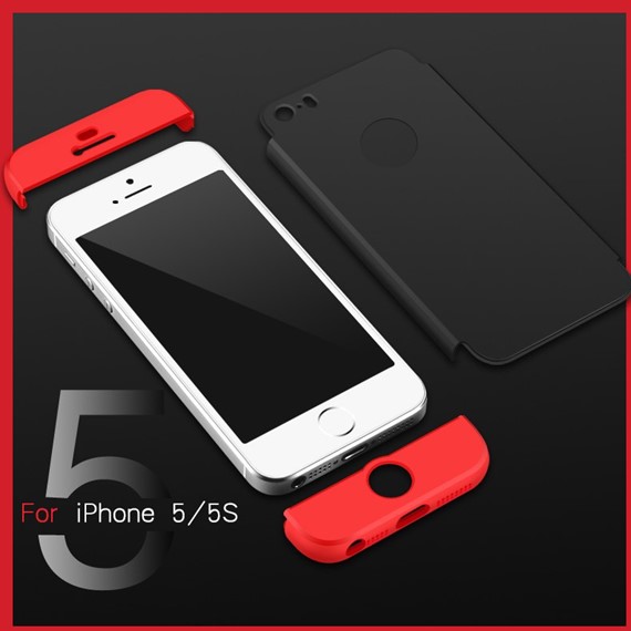 Microsonic Apple iPhone 5 5S Kılıf Double Dip 360 Protective Siyah 3