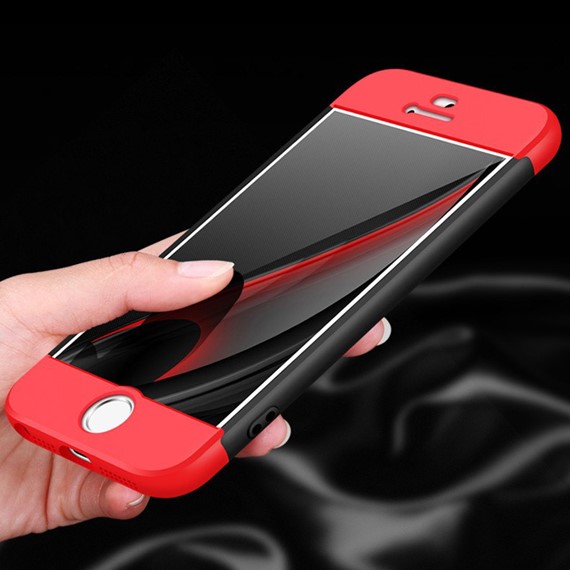 Microsonic Apple iPhone 5 5S Kılıf Double Dip 360 Protective Siyah Kırmızı 5