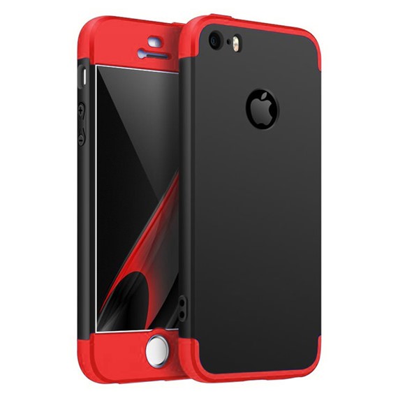 Microsonic Apple iPhone 5 5S Kılıf Double Dip 360 Protective Siyah Kırmızı 1