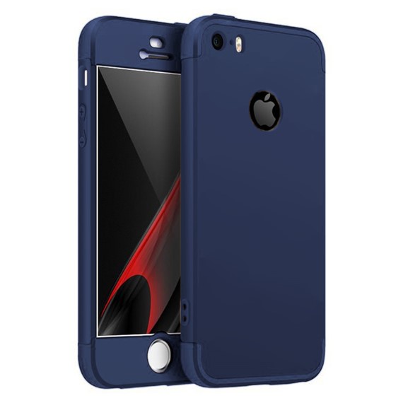 Microsonic Apple iPhone 5 5S Kılıf Double Dip 360 Protective Lacivert 1