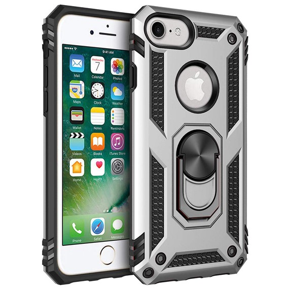 Microsonic Apple iPhone 6 Kılıf Military Ring Holder Gümüş 1